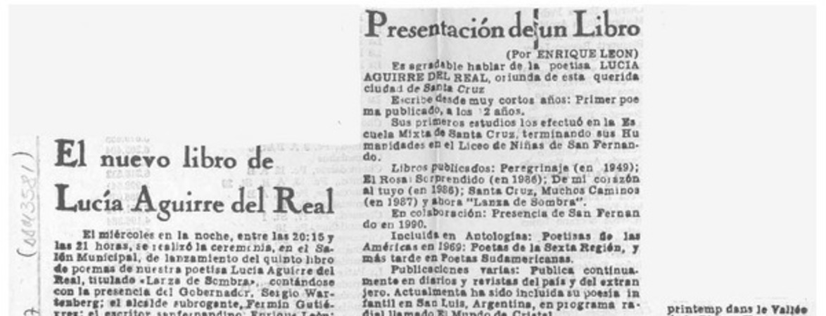 El Nuevo libro de Lucía Aguirre del Real  [artículo].