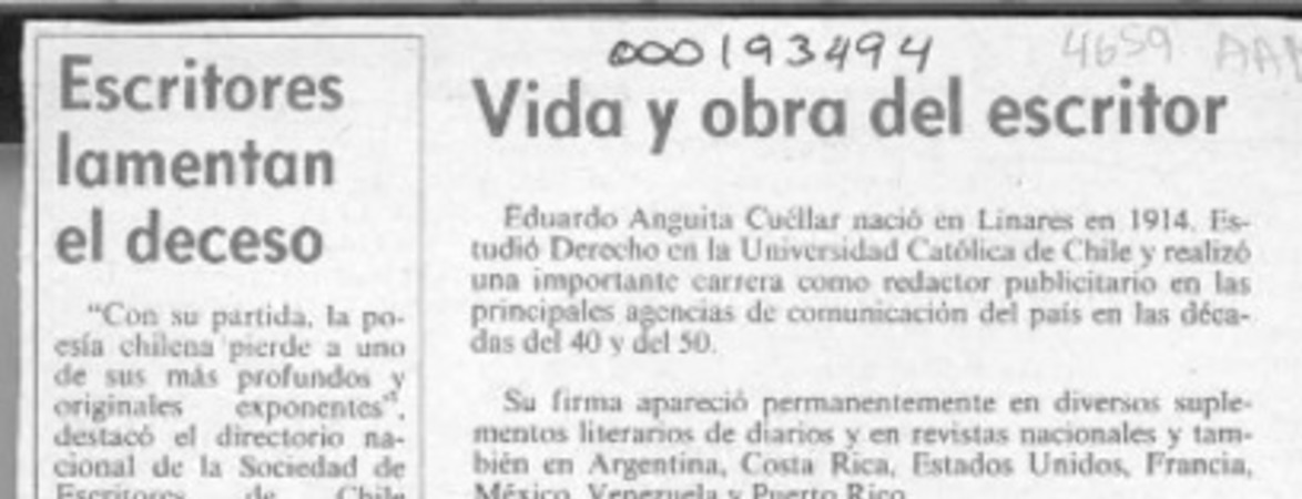 Vida y obra del escritor