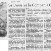 Se disuelve la compañía "Gran circo teatro"  [artículo] Juan Antonio Muñoz H.