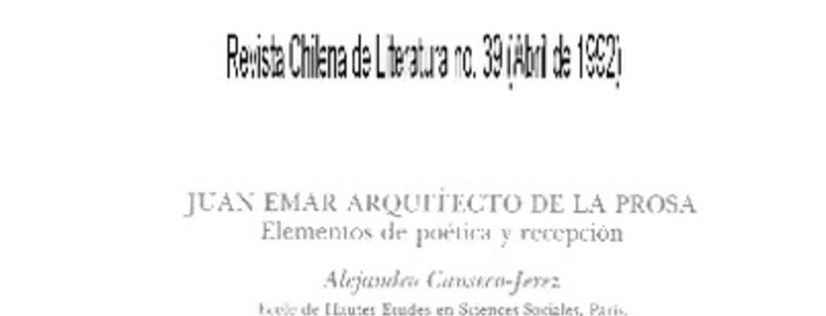 Juan Emar arquitecto de la prosa