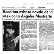 Reeditan exitosa novela de mexicana Angeles Mastretta  [artículo].