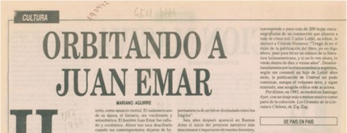 Orbitando a Juan Emar