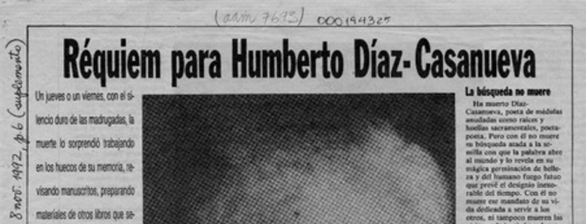 Réquiem para Humberto Díaz-Casanueva