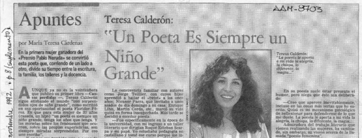 "Un poeta es siempre un niño grande"