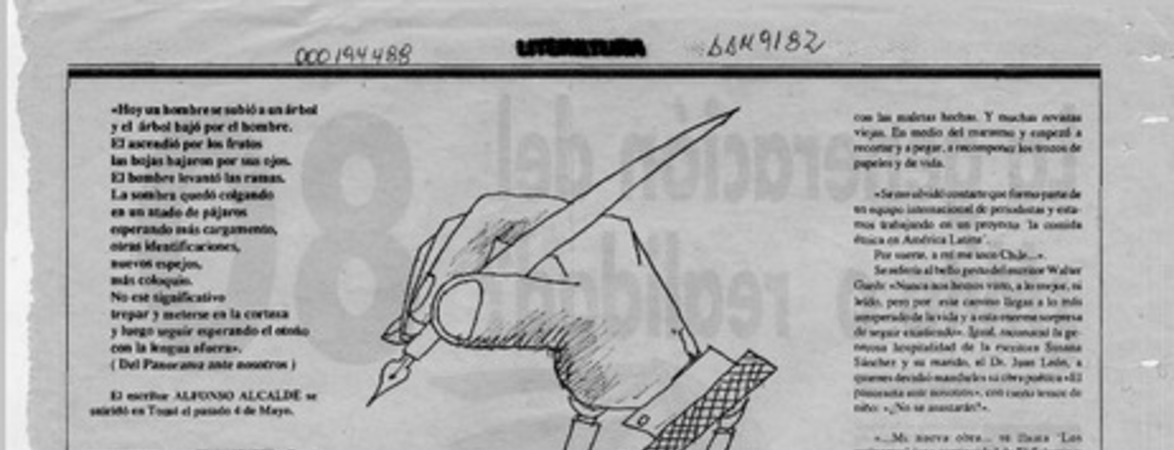 La sombra de Alfonso Alcalde  [artículo] V. V.