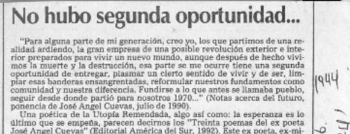 No hubo segunda oportunidad --  [artículo] Marcelo Novoa.