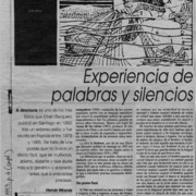 Experiencia de palabras y silencios  [artículo] Hernán Miranda.