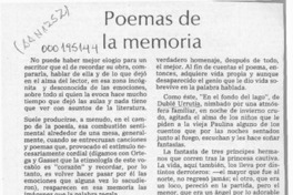 Poemas de la memoria  [artículo] Hugo Rolando Cortés.