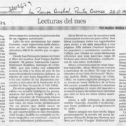 Lecturas del mes  [artículo] Marino Muñoz Lagos.