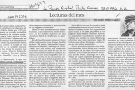 Lecturas del mes  [artículo] Marino Muñoz Lagos.