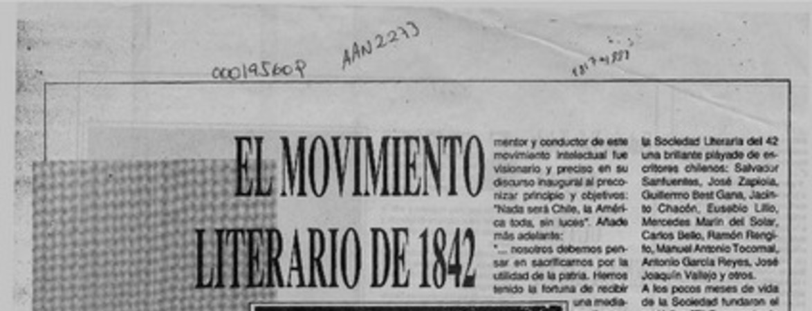 El movimiento literario de 1842