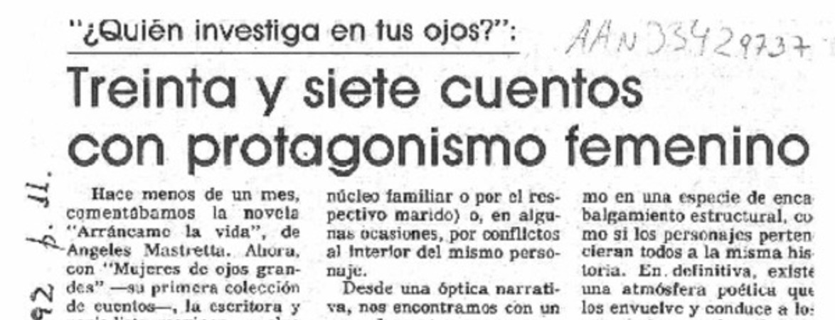 Treinta y siete cuentos con protagonismo femenino  [artículo].