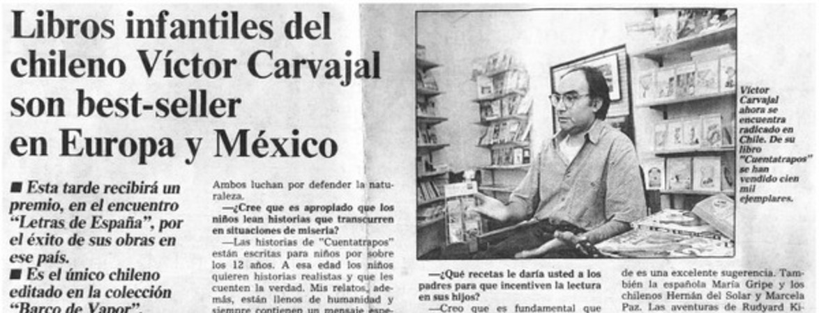 Libros infantiles del chileno Víctor Carvajal son best seller en Europa y México