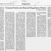 Tránsito poético de Manuel Magallanes Moure  [artículo] Miguel Angel Díaz.