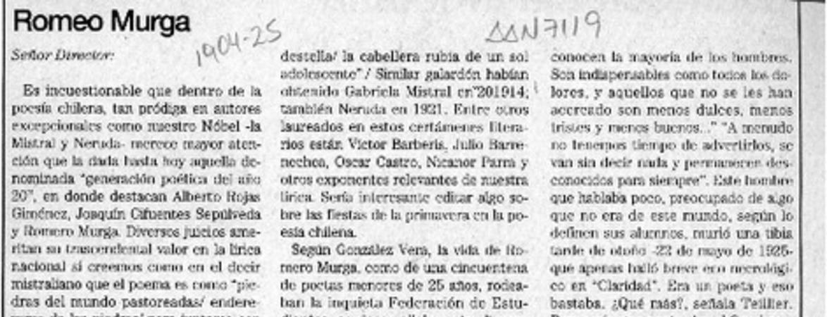 Romeo Murga  [artículo] Héctor Edo. Espinoza Viveros.