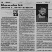 Entrevista a Clemente Riedemann  [artículo] Carlos A Trujillo.