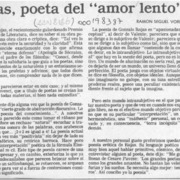 Rojas, poeta del "amor lento"  [artículo] Ramón Seguel Vorphal.
