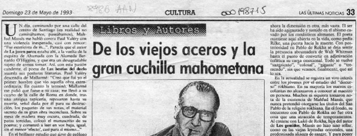 De los viejos aceros y la gran cuchilla mahometana
