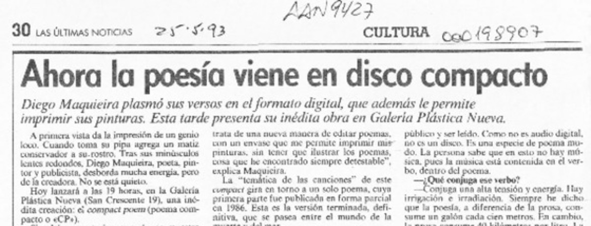 Ahora la poesía viene en disco compacto  [artículo] Paloma Martínez.