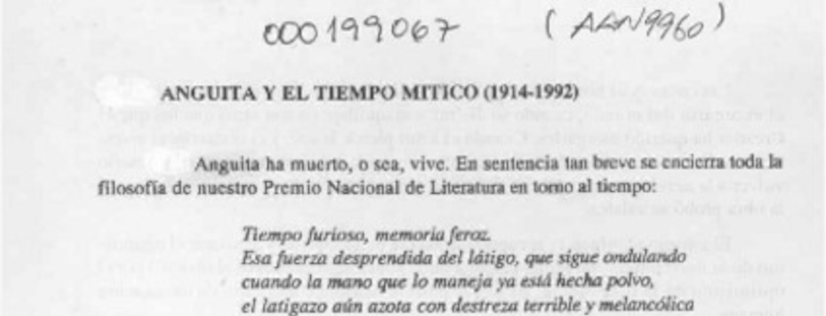 Anguita y el tiempo mtico (1914-1992)  [artículo] Jaime Blume.