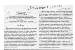 Onda retro?  [artículo] Hans Ehrmann.