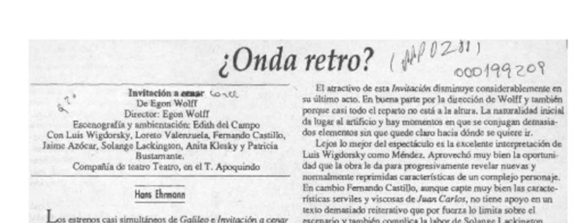 Onda retro?  [artículo] Hans Ehrmann.