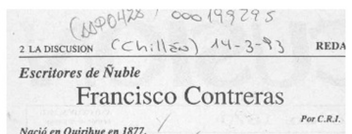 Francisco Contreras  [artículo] C. R. I.