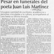 Pesar en funerales del poeta Juan Luis Martínez  [artículo].