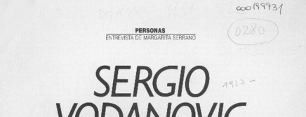 Sergio Vodanovic un guión personal  [artículo] Margarita Serrano.