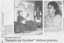 "Retablo de Yumbel" obtuvo premio teatral "Casa de las Américas"  [artículo].