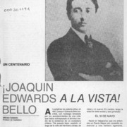 ¡Joaquín Edwards Bello a la vista!