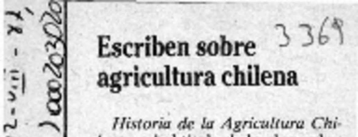 Escriben sobre agricultura chilena  [artículo].