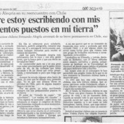 "Siempre estoy escribiendo con mis pensamientos puestos en mi tierra"