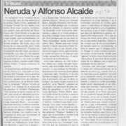 Neruda y Alfonso Alcalde  [artículo] Sergio Ramón Fuentealba.