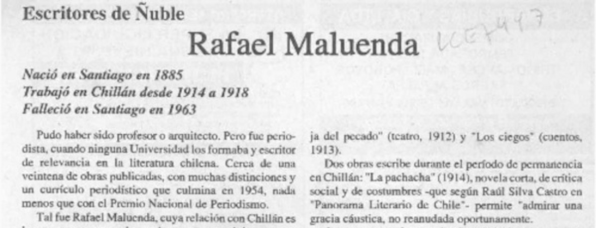 Rafael Maluenda  [artículo].