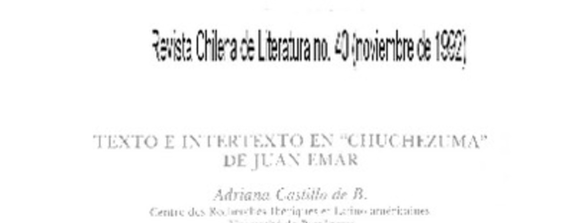 Texto e intertexto en "Chuchezuma" de Juan Emar