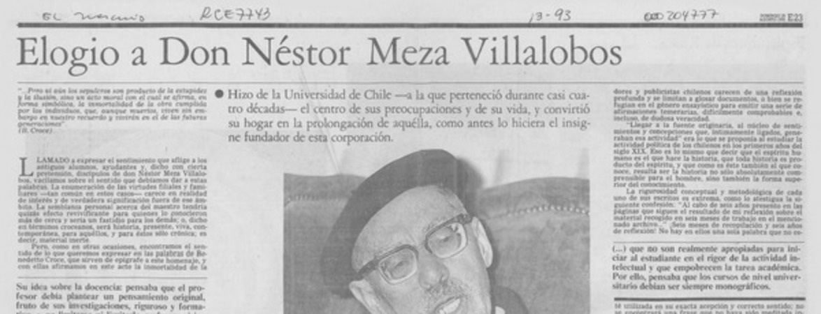 Elogio a don Néstor Meza Villalobos