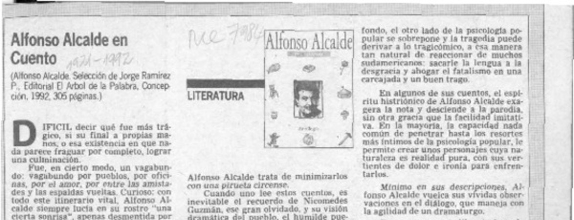 Alfonso Alcalde en cuento  [artículo] Hernán Poblete Varas.