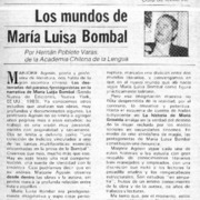 Los mundos de María Luisa Bombal  [artículo] Hernán Poblete Varas.