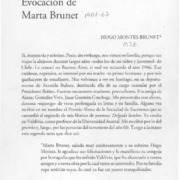 Evocación de Marta Brunet  [artículo] Hugo Montes Brunet.