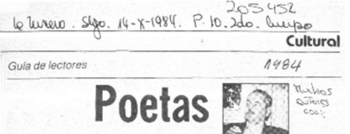 Poetas  [artículo] Hernán Poblete Varas.