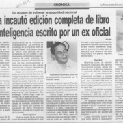 Armada incautó edición completa de libro sobre inteligencia escrito por un ex oficial  [artículo].