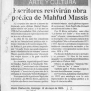 Escritores revivirán obra poética de Mahfud Massís