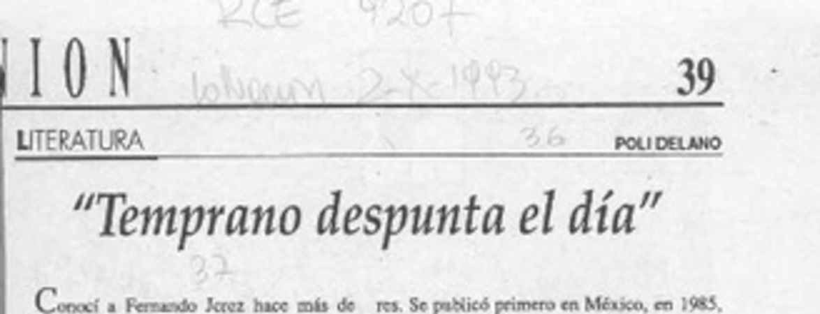 "Temprano despunta el día"  [artículo] Poli Délano.