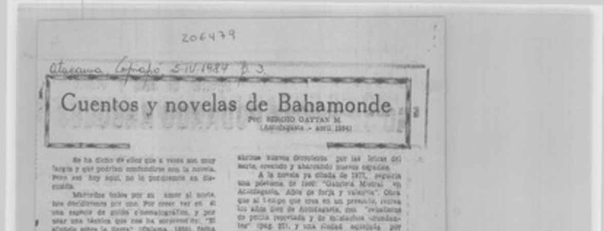 Cuentos y novelas de Bahamonde