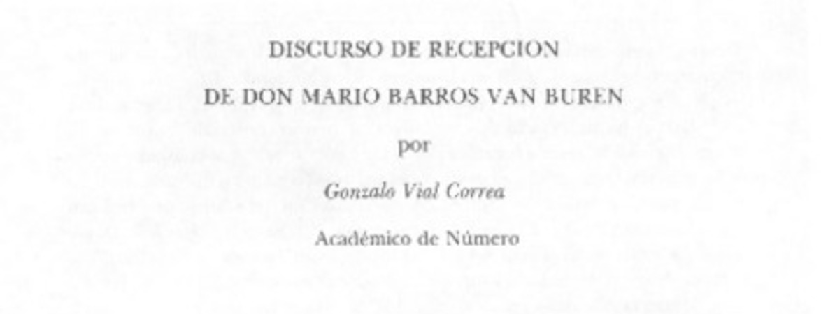 Discurso de recepción de don Mario Barros van Buren