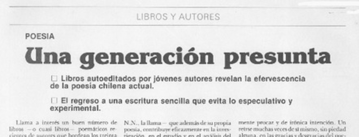 Una generación presunta