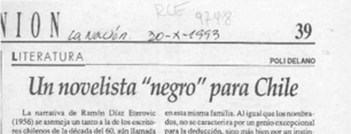 Un novelista "negro" para Chile  [artículo] Poli Délano.
