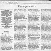 Onda polémica  [artículo] Hans Ehrmann.