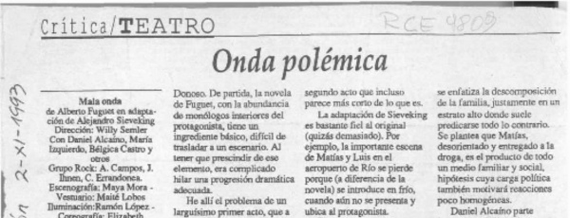Onda polémica  [artículo] Hans Ehrmann.
